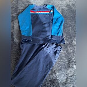 Kids Crivit Top & Trousers Base Layer Set Sz 10 Years Navy multi Stripe Thermals